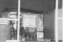 Close up of the field feeding equipment in the back of David Castle's kitchen truck