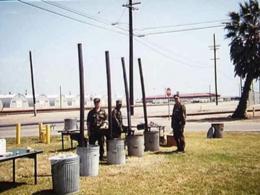 A Seabee five-can immersion heater battery